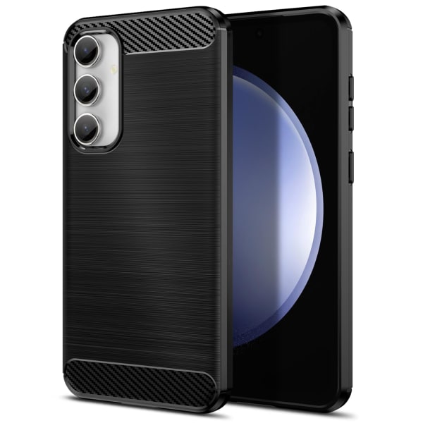 Deksel kompatibel med Samsung Galaxy S23 FE, Slim Fit telefondeksel med støtdemping, Carbon Fiber TPU gummi beskyttelsesveske, svart FE