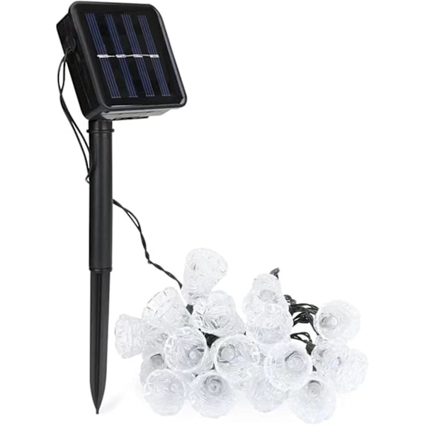 Solcellslingor utomhus 21 fot 30 LED solcellslingor julgransljus för trädgård gård gräsmatta festdekoration, klocka varmvit