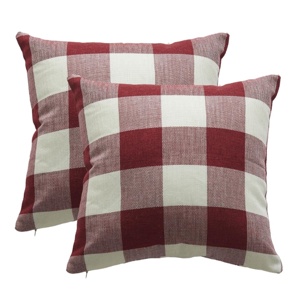 Farmhouse Buffalo Check Check Putetrekk Polyester Lin Putevar for Høst Hjem Decor Check red