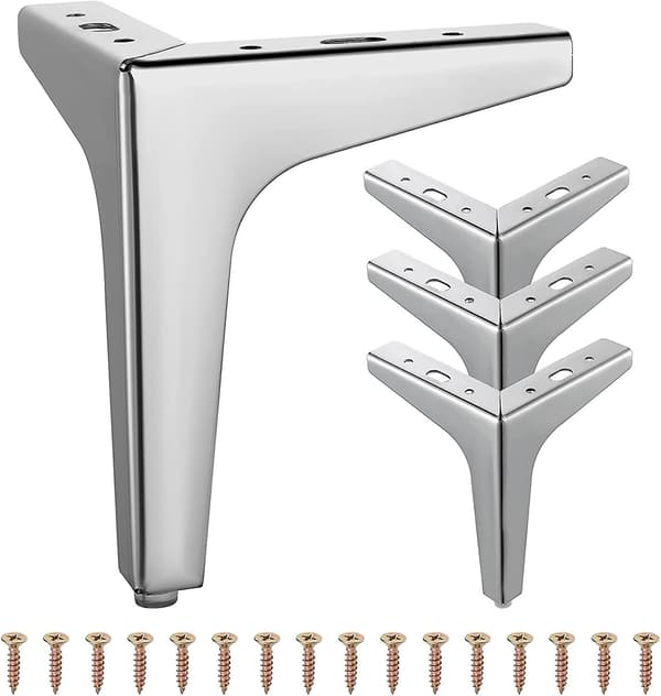 4 stk. møbelben i metall, trekantede møbelben for sofa