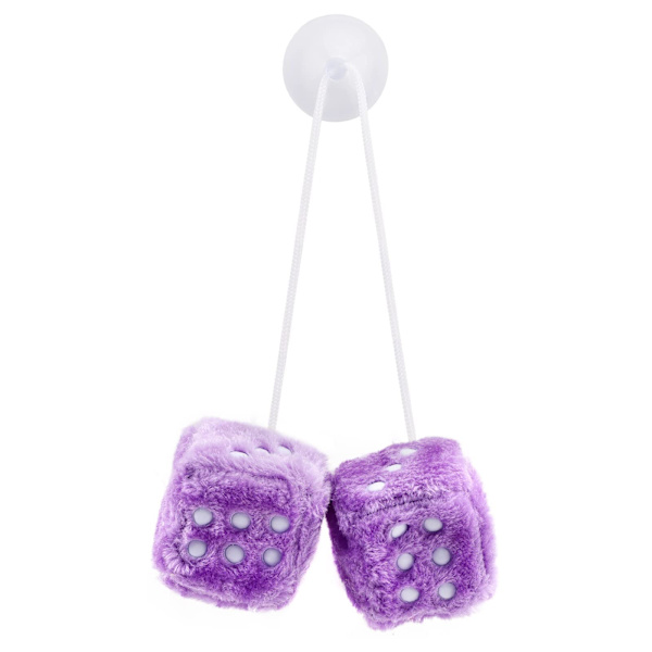 Auton roikkuva karvainen noppa 6 cm Auton peilin roikkuva pörröinen roikkuva Auton peilin roikkuva pörröinen karvainen noppapari roikkuva parin auton riipus (violetti) Purple