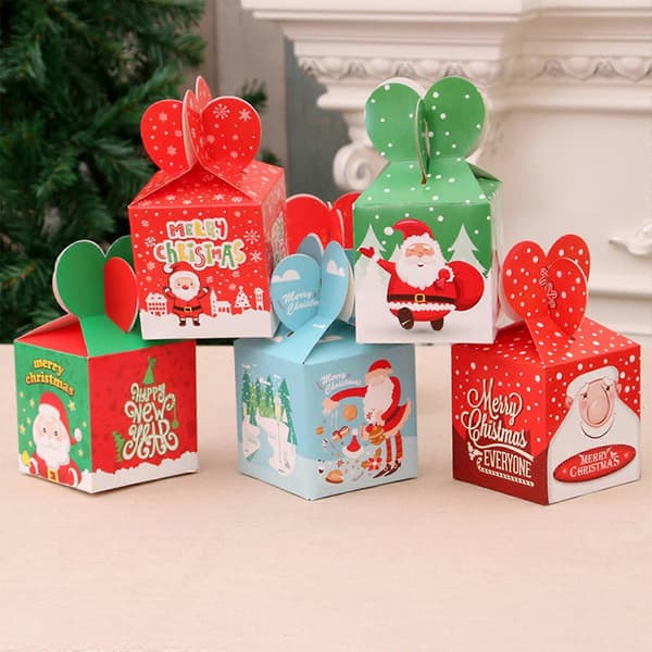 BESTSKY Stor Presentpåse, Varm och Glad Julstämning Julpresentpåsar, Perfekt Presentval Papperspresentpåsar, 10 st