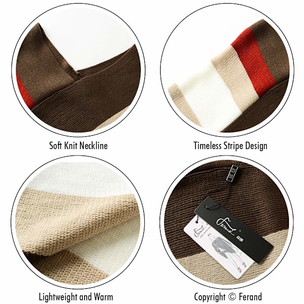 Strikket poncho til kvinder med striber - Alsidig wrap-scarf med frynser til efterår og vinter