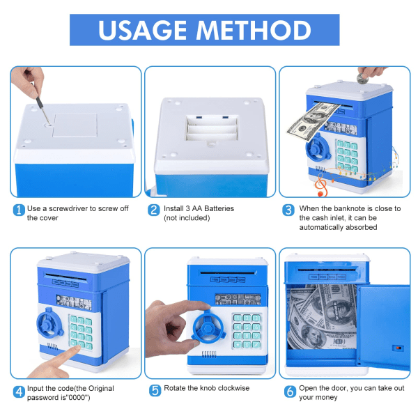 ATM Elektronisk Mønt Penge Bank Pengebokse til Børn Blue