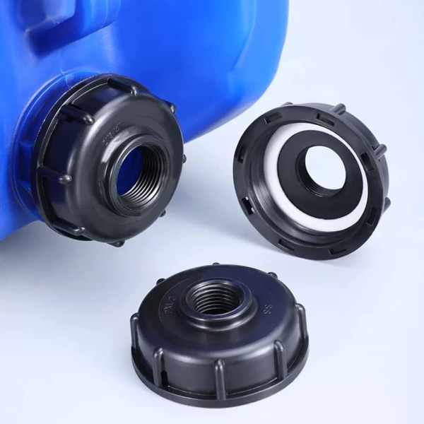 3 stk IBC tankadapter, plastavløpsvanntanklokkadapter, S60x6 IBC adapterfittings 1/2 3/4 1 tommer svart