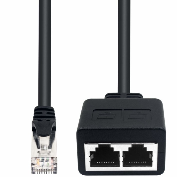 RJ45 1 han til 2 hun adapter til LAN Ethernet kabelforlængelse (brug samtidigt) Surf online på samme tid