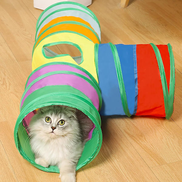Kattunnel för Innekatter Interaktiv, Kanintunnel Leksaker, Husdjursleksaker Speltunnlar för Katter Kattungar Kaniner Valpar Knaster Pop Up 3 Sätt