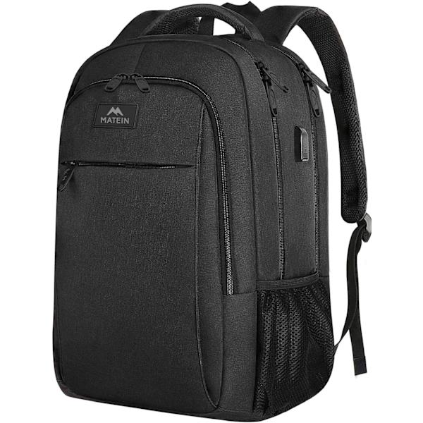 Business Laptop Rygsæk  Rejse Laptop Taske Rygsæk med USB Opladningsport Vandresistent Laptop Rygsæk Daypack , Sort-45*30*20cm Black