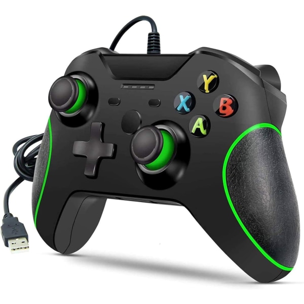Kablet kontroller for Xbox One, Dual Vibration USB Xbox One kablet spillkontroller for Xbox One PC Windows 7/8/10 (Svart)