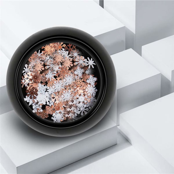 3 lådor snöflinga nagelpaljetter 3D jul nagelglitterpaljetter snöflinga flingor nagelkonstdekoration för vinterjul tacksägelsefestival