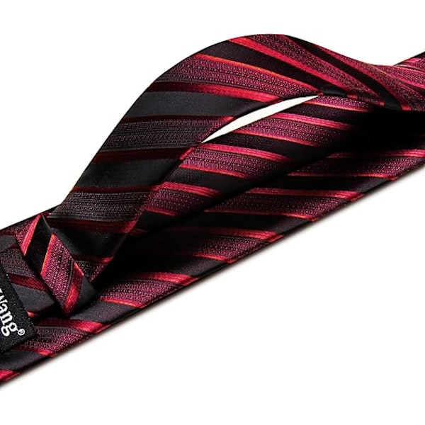 Stripe Men Ties Set Classic WOVEN Necktie with Handkerchief Cufflinks Formal-Black Red