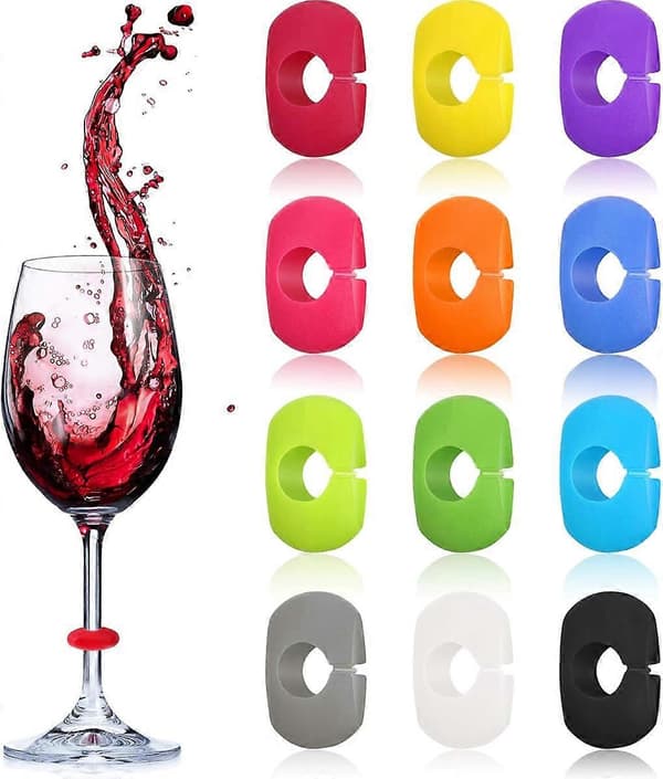 12-pack Vinglasmarkörer Silikon Dryckesmarkörer för Vin