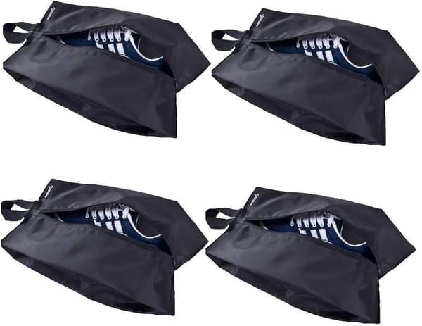 4 stk. bærbare nylon rejseskoposer med lynlåslukning (sort, 30*21 cm) 30*21cm