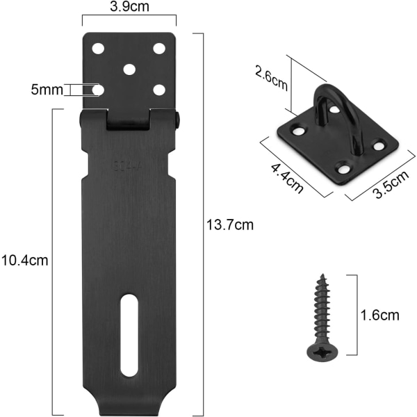 3-pack hänglåshaspar med skruvar, dörrlås i rostfritt stål, hasplås för skåp, låda, garageport (liten storlek)