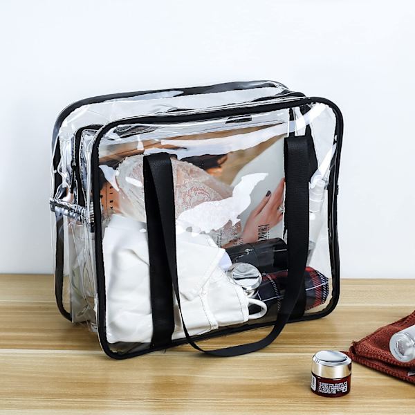 Genomskinlig necessär, transparent kosmetika sminkborstar tote väska, PVC dragkedja rese strand arrangör väska för män kvinnor resa affärs badrum
