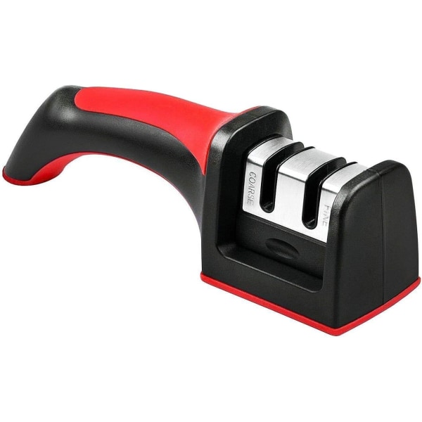 Profesjonell knivsliper, Premium to-trinns manuell knivsliper med sklisikker og ergonomisk design (rød) Red