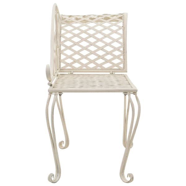 vidaXL Trädgårdsbänk schäslong 128 cm metall antikvit white Vit