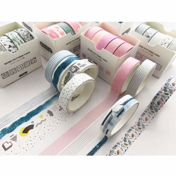 5 ruller Washi Tape Sett Creative Basic Skinny Dekorative Tapes for kunst, DIY Crafts, Bullet Journals, Planners, Scrapbooking, Wrapping (line)