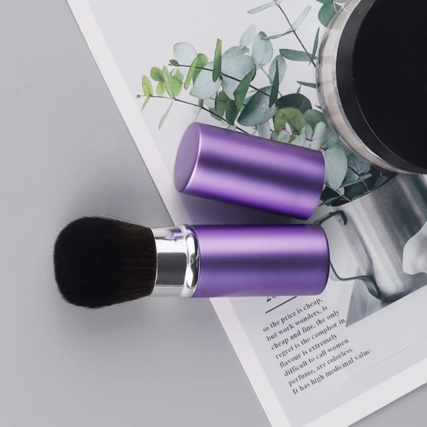 Makeup børste teleskopisk ansigtsbørste sammenklappelig ansigtskabuki børste rund pudder rejse makeup børster blush bærbar makeup børste (lilla) Purple