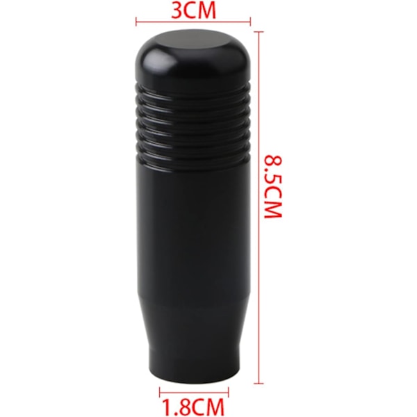 8,5 CM manuell växelspak för bil - universell 5,6-växlad aluminiumväxelspakadapter - växelspaksknopp (svart) Black