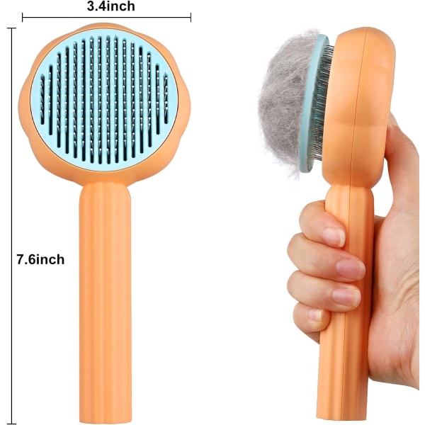 Cat Brush Dog Borste, tar effektivt bort lös underull, Cat Grooming Borste Hundborstar för att fälla, Kattborste för kort-/långhåriga katter (orange) orange