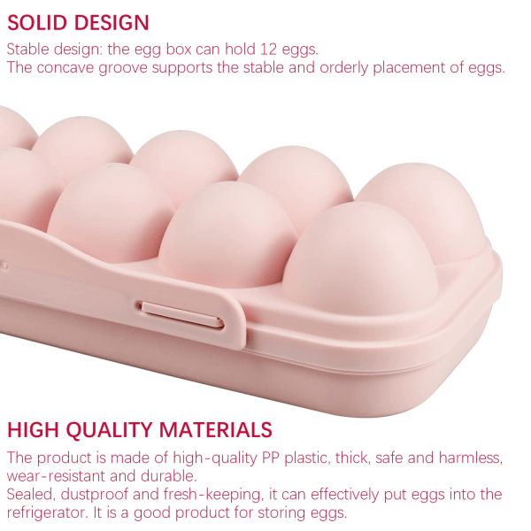 2-pack täckta ägghållare, 12 galler ägghållare för kylförvaringsbehållare för äggförvaring Plast kylskåp äggbrickor Äggförvaringslåda med lock Passar (24 ägg）