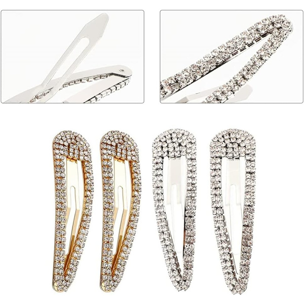 4 st Rhinestone Snap Clips Large silver,gold