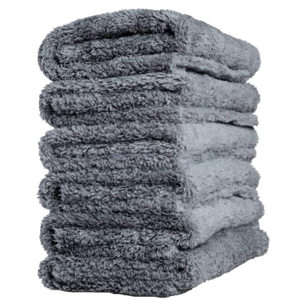 Kantløst mikrofiberhåndkle biltørkevask Buffing 6-pakning 16"x16" Ultra Plush Detailing Cloth Håndkle (grå)