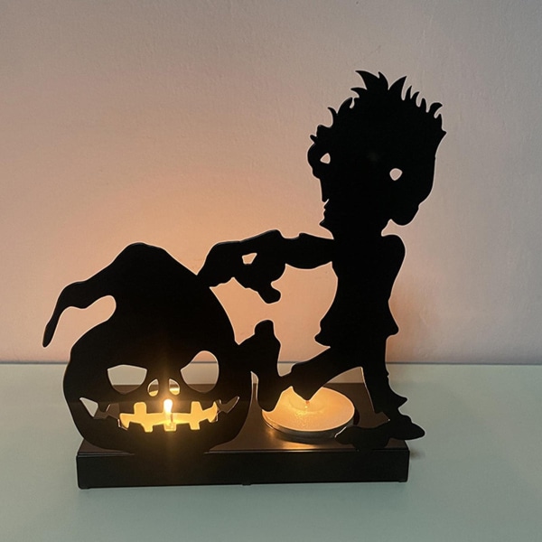 Halloween Ghost lysestage - Halloween lys stativ dekorative lysestager med græskar, lanterne, kraniedesign