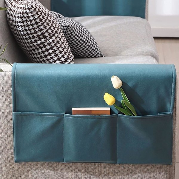 Stol Organiser Soffa Armstöd Överdrag Organiser, Armstol Fjärrkontrollhållare för Soffa Armstol Caddy med Fickor Förvaring, Orange