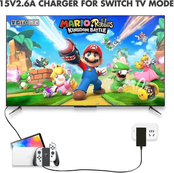 Laddare för Nintendo Switch, Switch Lite och Switch Oled, Stödjer Nintendo Switch TV-dockningsläge AC