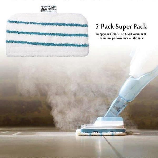 5 stk. vaskbare mikrofiberputer for Black & Decker dampmopp Zekai