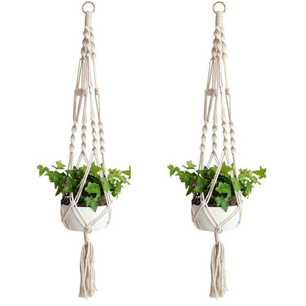 Macrame växt hängare, Macrame blomma hängande bomullsrep korg för vägg blomkrukor
