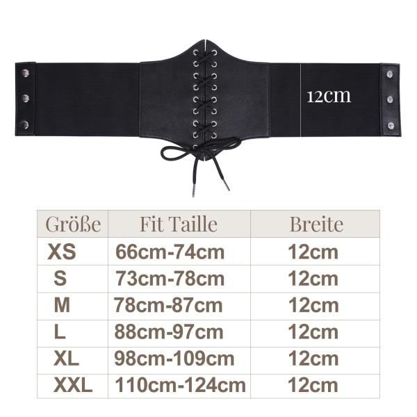 Korsettbelte for kvinner, korsett med snøring, elastisk bredt bånd, bundet waspie midjebelte, hoftebelte for kvinner, dress for midje 78 cm - 87 cm 78 cm - 87 cm