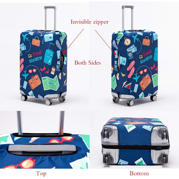 Resväska Skydd Tvättbart Resväska Skydd Anti-scratch Resväska Skydd Passar 18-32 Tum Resväskor (Go travel-Trip,L)