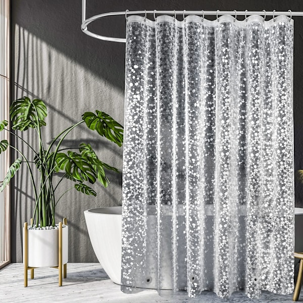 Genomskinlig duschdraperifoder 72 x 72 tum, 3D kullersten viktad plast badrum duschdraperifoder, 180*180cm
