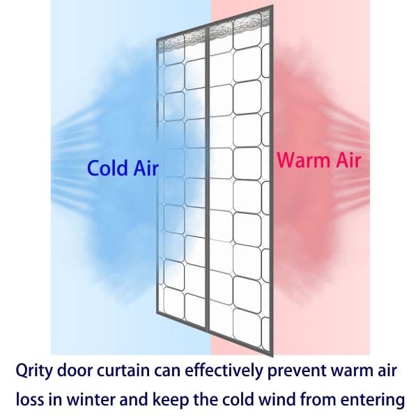 Isoleret dørgardin, magnetisk selvlukkende EVA dørskærm, vindtæt dørafdækning, automatisk lukker til soveværelse, køkken grey 90*210cm