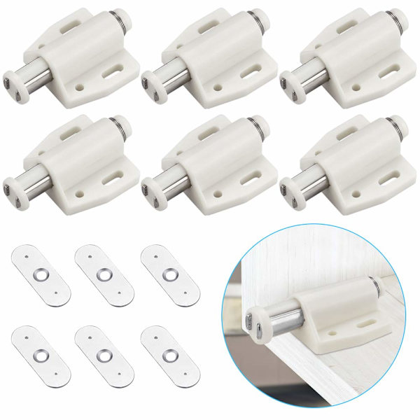 10-pack magnetiska dörröppnare magnetisk fångst möbelfjäderlås magnetisk stängning tryck för att öppna magnet trycklås för skåpdörrar (beige) Beige
