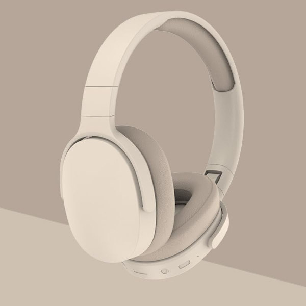Smarte støyreduserende Bluetooth-hodetelefoner, HiFi sammenleggbare trådløse hodetelefoner, ergonomiske Bluetooth 5.1-kompatible, stereo rundt øret-hodetelefoner (beige)