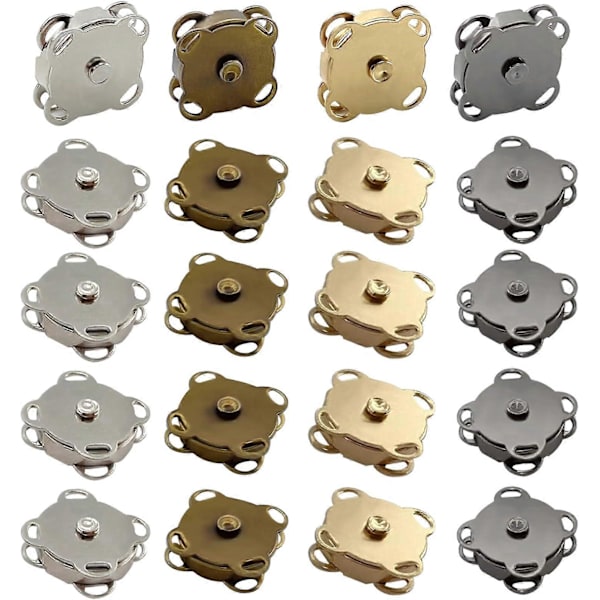 20 Stykker Magnetiske Trykknapper, med Syhull Trykknapper