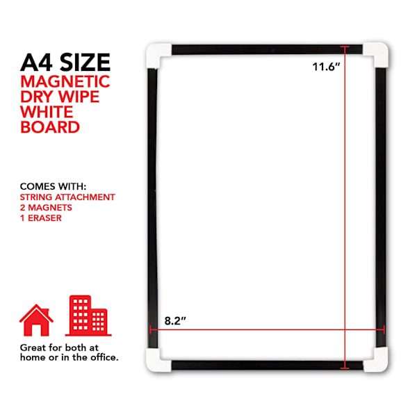 A4 Tør Slet Magnetisk Whiteboard Mini Kontor Bemærk Memo Whiteboard og Viskelæder