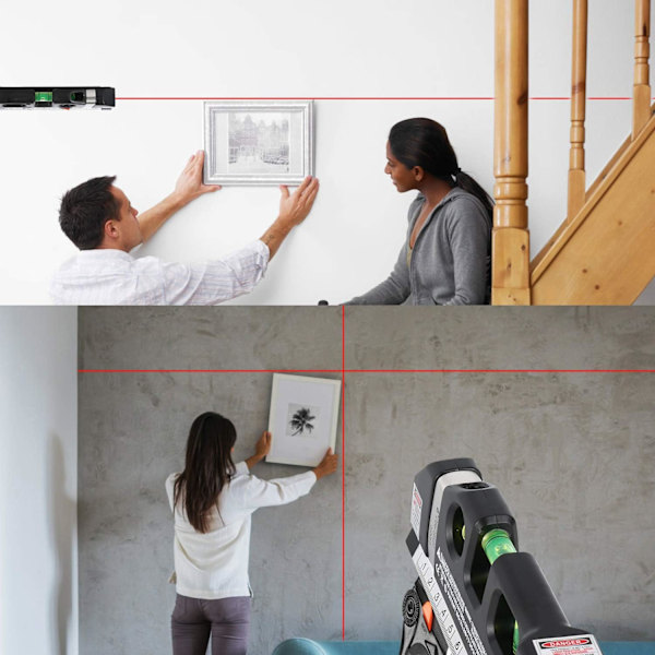 Laser Nivålinjeverktyg, Multifunktionell Laser Nivå Kit Standard Korslinjelaser Nivåverktyg med metriska linjaler 8ft/2.5M