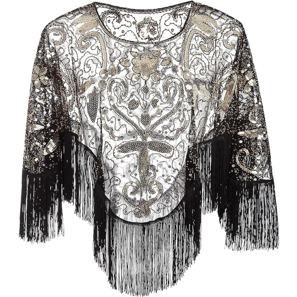 1920-luvun stola huivi naisille, paljettihuivi iltapuvun kanssa, retro Gatsby-juhlan asuste gold