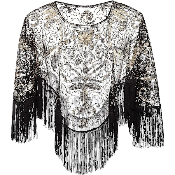 1920'er Stola Sjal Dame Sequin Sjal til Aftenkjole Retro Gatsby Fest Kostume Tilbehør gold