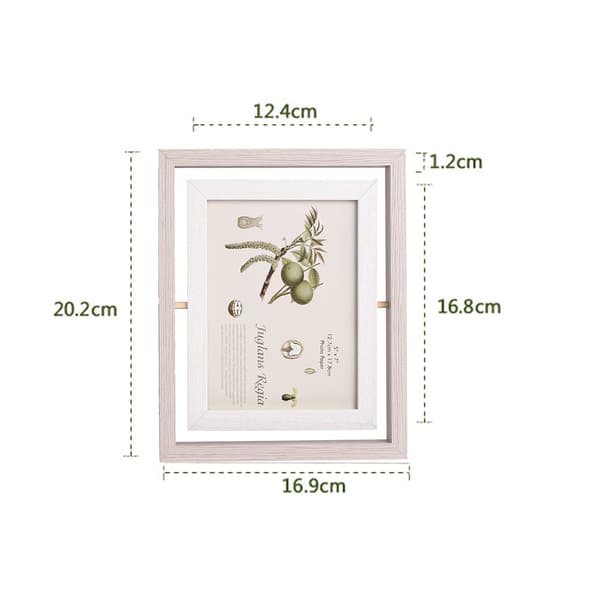 Roterande träbildram, dubbelsidig glasbildram, bordsbildram, för skrivbordsbildramsdisplay, 15,2x10,2cm (ljusgrå)