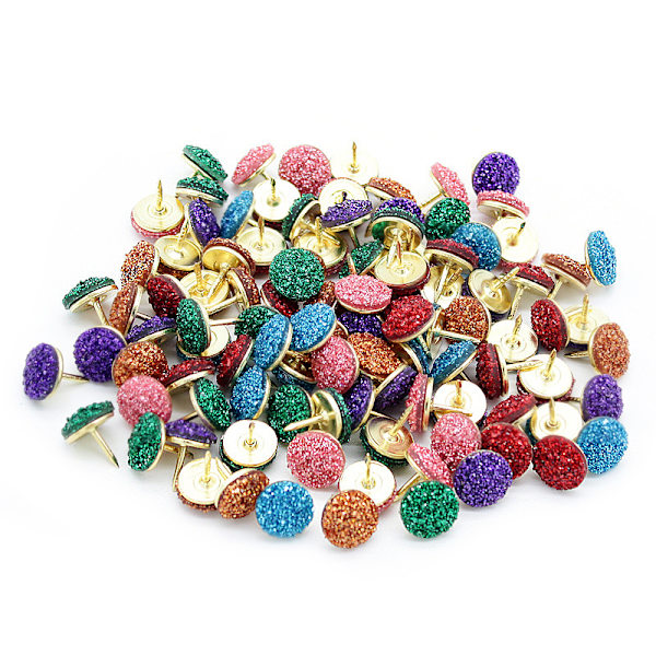 50 stk skinnende diamant trykknapper, glitter rhinstein tommelknagger fargerike krystall trykknapper dekorative bling skrivebordstilbehør