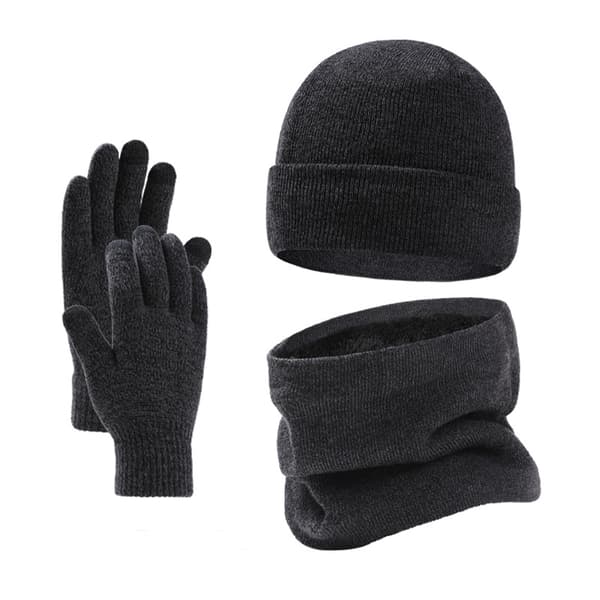 Vintermössa Halsduk Pekskärm Handskar Set - Unisex Mössa Stickad Mössa Vinterhalsduk Termiska Handskar Fleece Foder Varm Stickad Mössa Loop Halsduk Halkfri