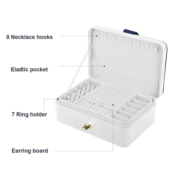 Smykkeæske Organiser til Halskæde Øreringe Armbånd Ringe (Hvid) White