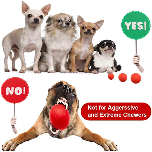 3 Pakke Uskadelige Hunde Bolde - 100% Naturligt Gummi Hunde Bold Ikke-Giftig Hårdt Legetøj til Små Mellemstore Store Hunde