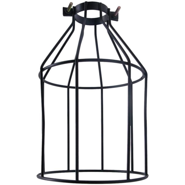 Vintage lampeskærm, metal pærebeskytter lampebur, industriel retro fuglebur lampe vagt sort pendel trådlampe til væglamper, sort